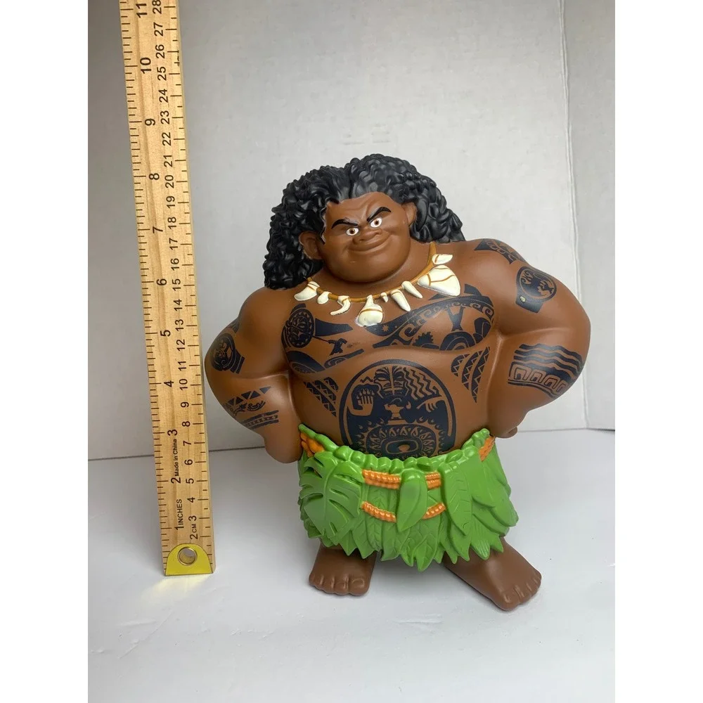 Disney Moana Maui Action Figure Demigod‎ Tribal Tattoos Green Leaf Skirt Toy